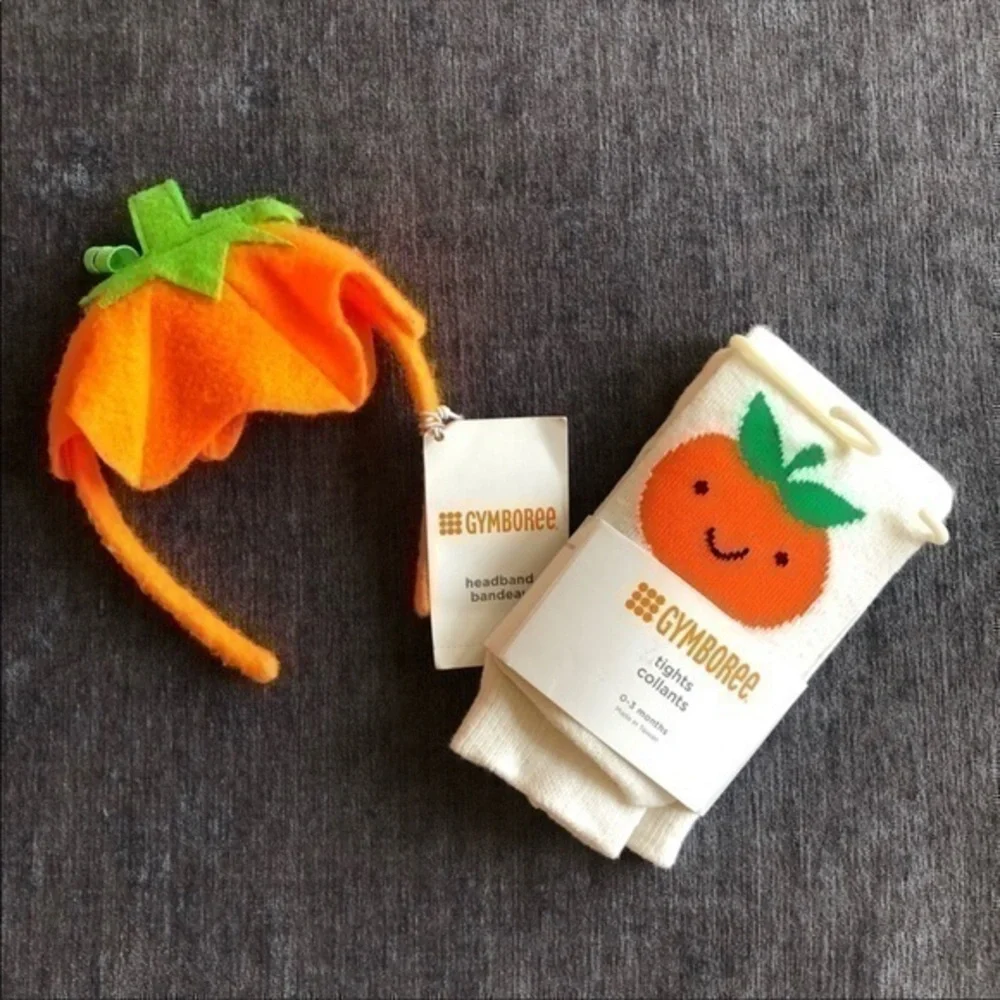 Gymboree Halloween Pumpkin Headband & Tights NWT